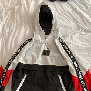 Tricolor Windbreaker Hoodie (NEW, NEVER WORN)